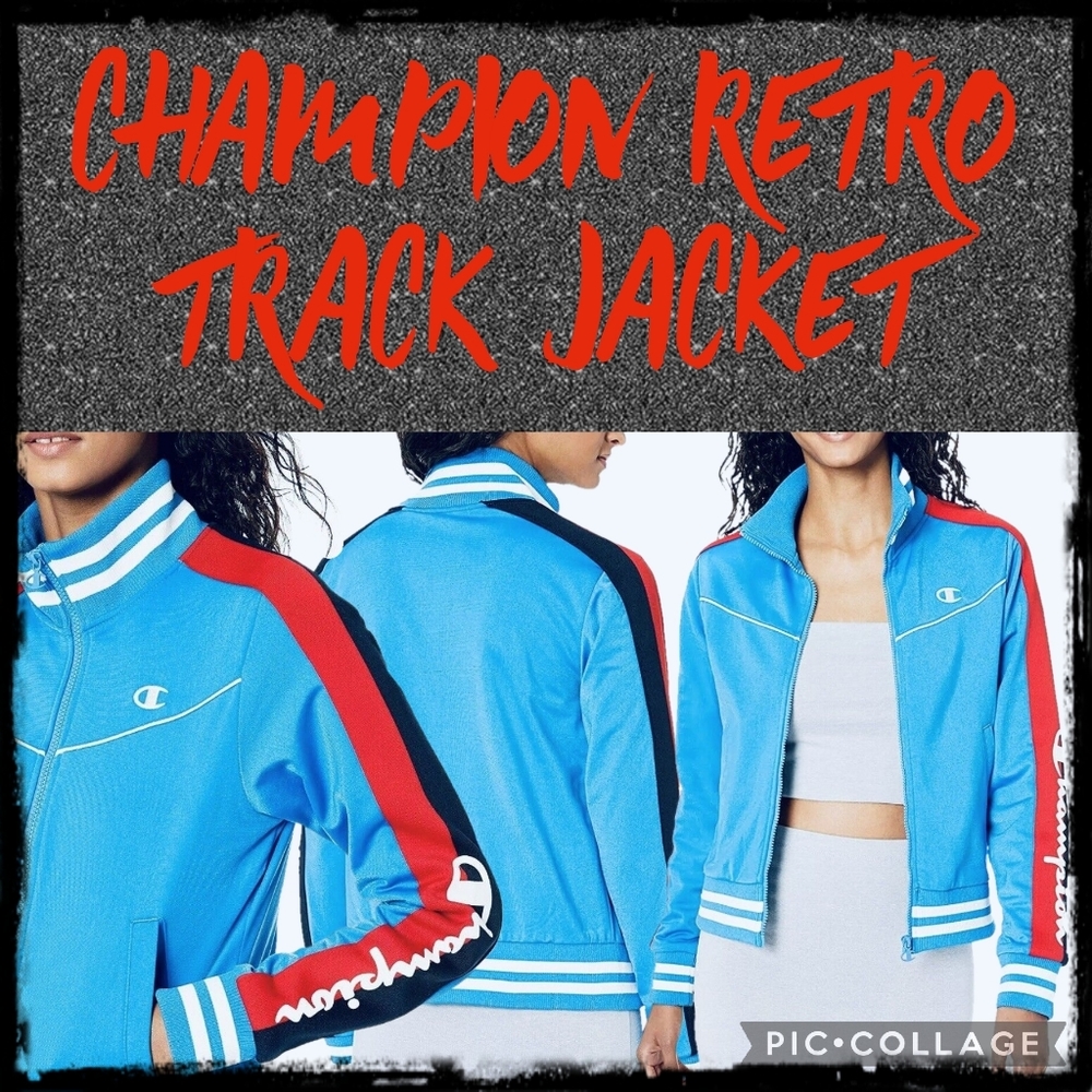 Champion Track Jacket Womens Sz L Tricot Life Warm Up Retro Logo Jacket Vintage
